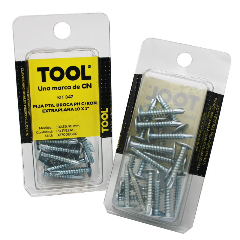 Kit 347 Pija Punta Broca Phillips Con Rondana Extraplana 10 X 1