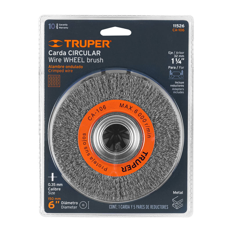 Carda Alambre Ondulado 6" X 1 1/8" Para Esmeril, Truper