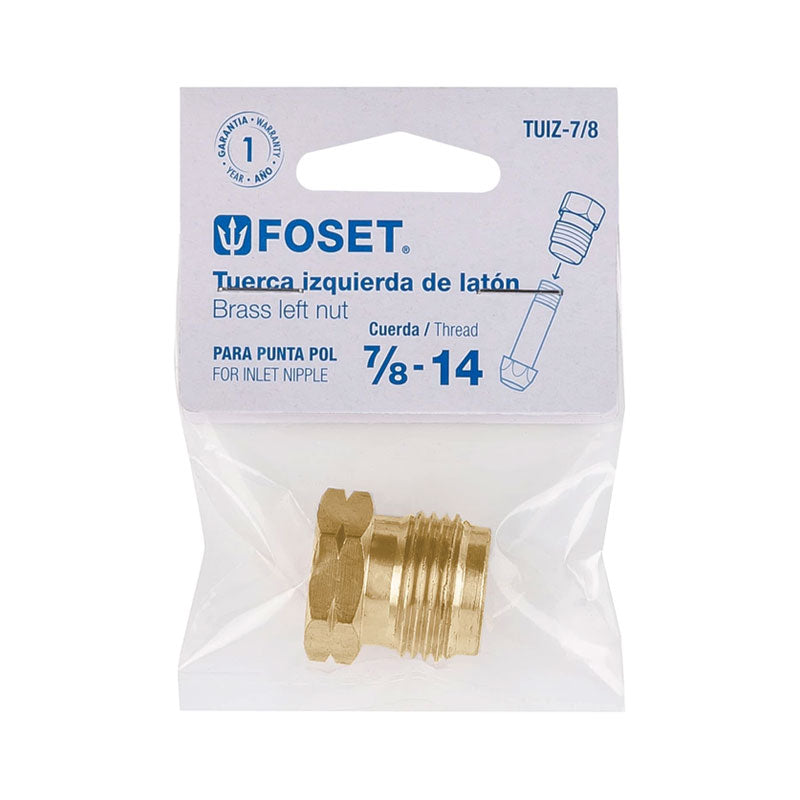 Tuerca Izquierda De Latón 7/8" En Bolsa, Foset