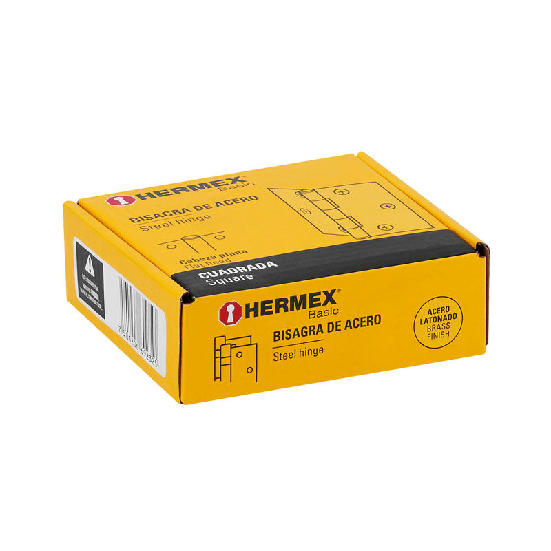 Bisagra Cuadrada 3", Acero Latonado, Cabeza Plana, Basic
