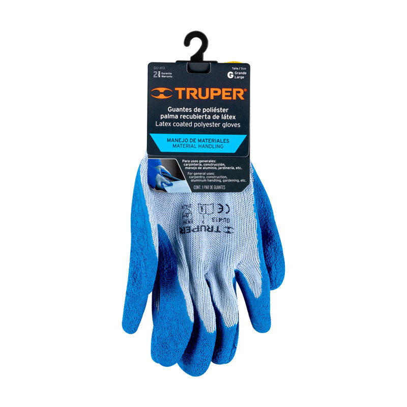 Guantes De Poliéster Recubiertos De Latex, G, Truper