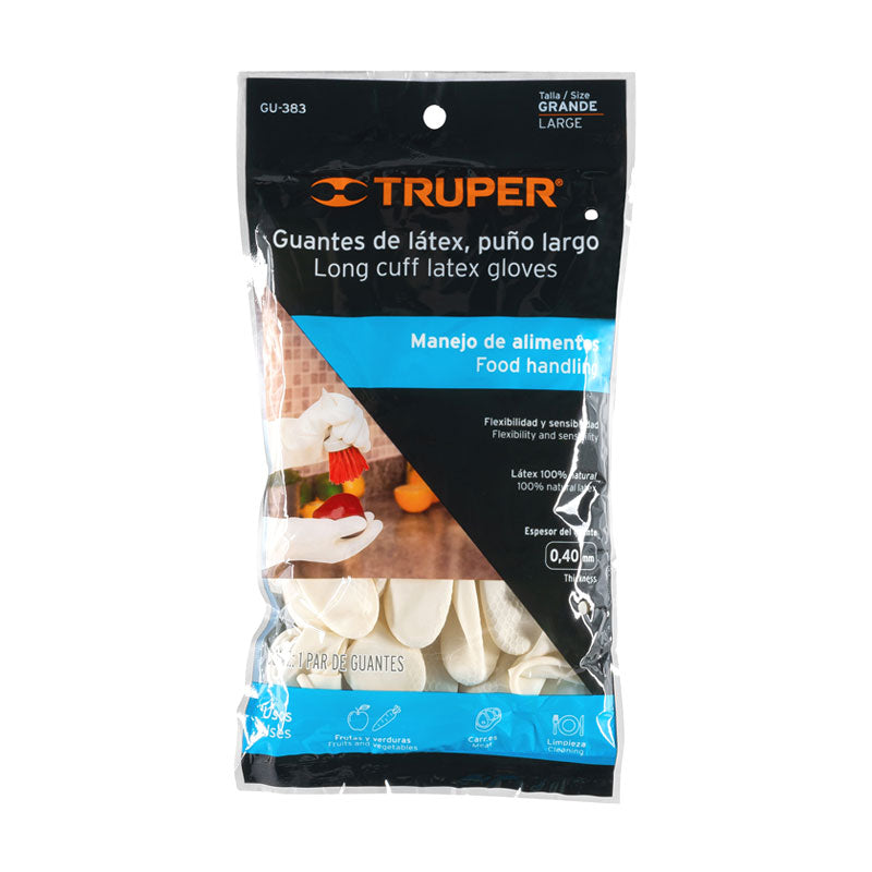 Guantes De Látex Para Manejo De Alimentos, Grandes, Truper