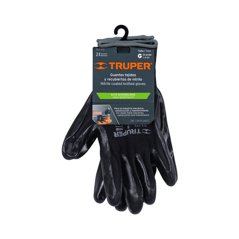 Guantes De Nylon Recubiertos De Nitrilo, G, Truper