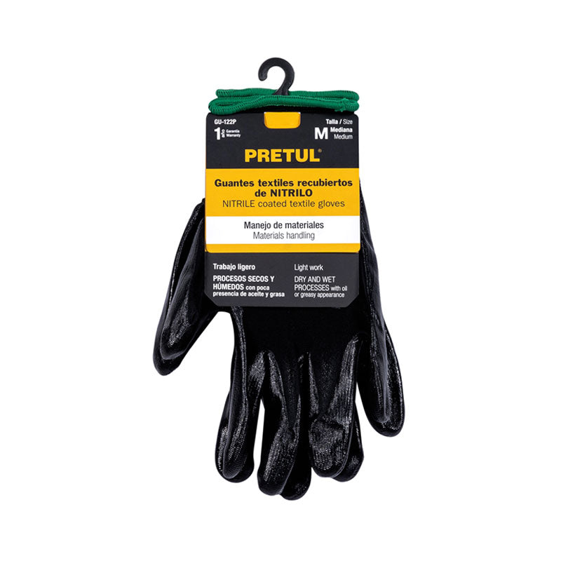 Guantes De Nylon Recubiertos De Nitrilo, M, Pretul