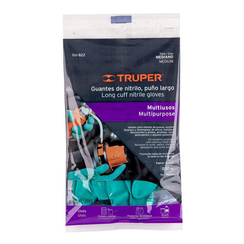 Guantes De Nitrilo Verde, Multiusos, Medianos, Truper