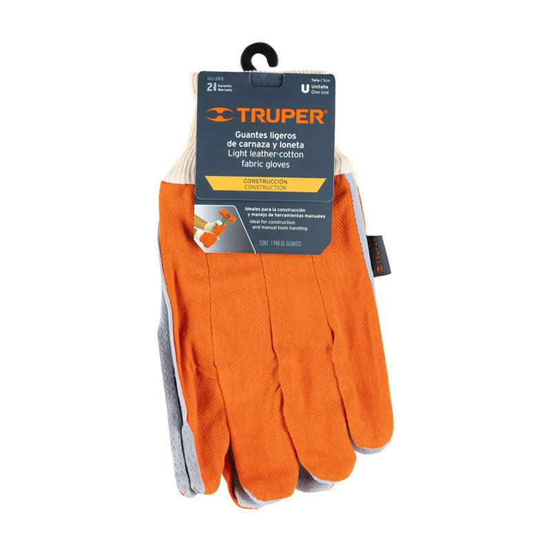 Guantes Carnaza Y Loneta, Uso Ligero, Truper