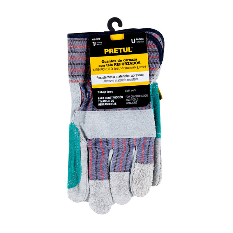 Guantes De Carnaza Y Loneta Con Refuerzo, Unitalla, Pretul