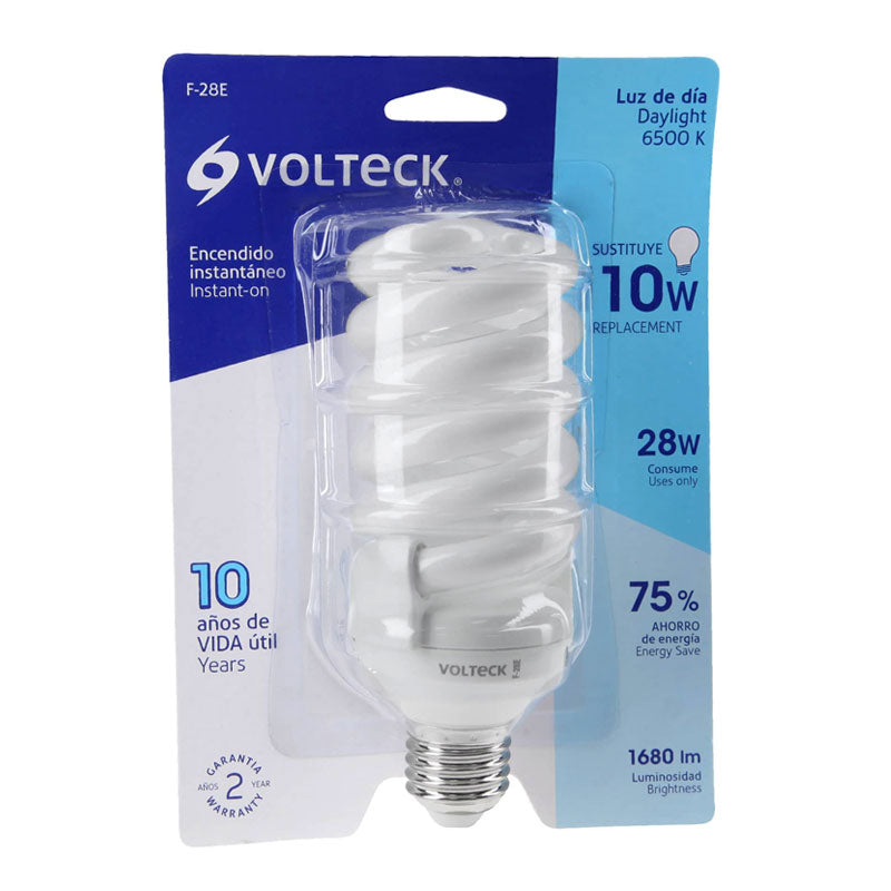 Lámpara Espiral T4 28 W Luz De Día En Blíster, Volteck
