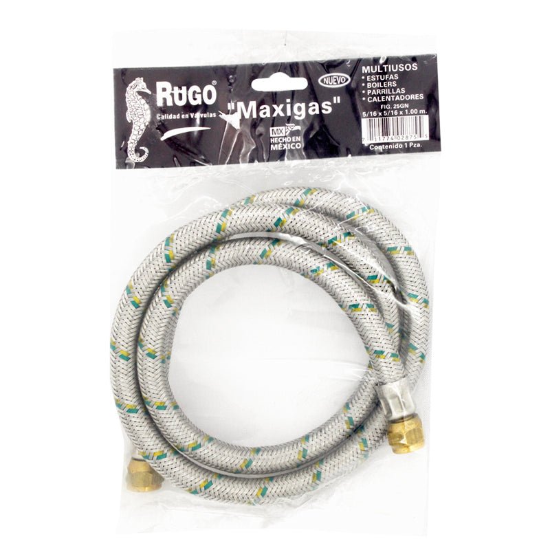 Manguera Tipo Coflex Para Gas De 3/8" X 3/8" X 1.5 M, 25Gn Rugo - Tool Ferreterías / Ferretodo - Herramientas y material de construcción.