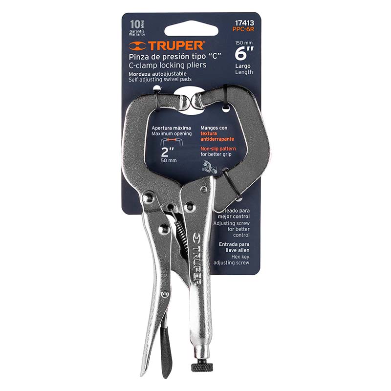 Pinza De Presión 6" Tipo "C" Con Mordaza Autoajustable 17413, Truper - Tool Ferreterías / Ferretodo - Herramientas y material de construcción.