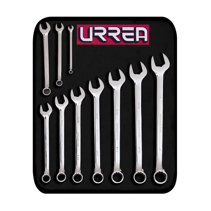 Juego de 10 llaves combinadas pulido espejo 12 puntas, pulgadas, 1200G Urrea