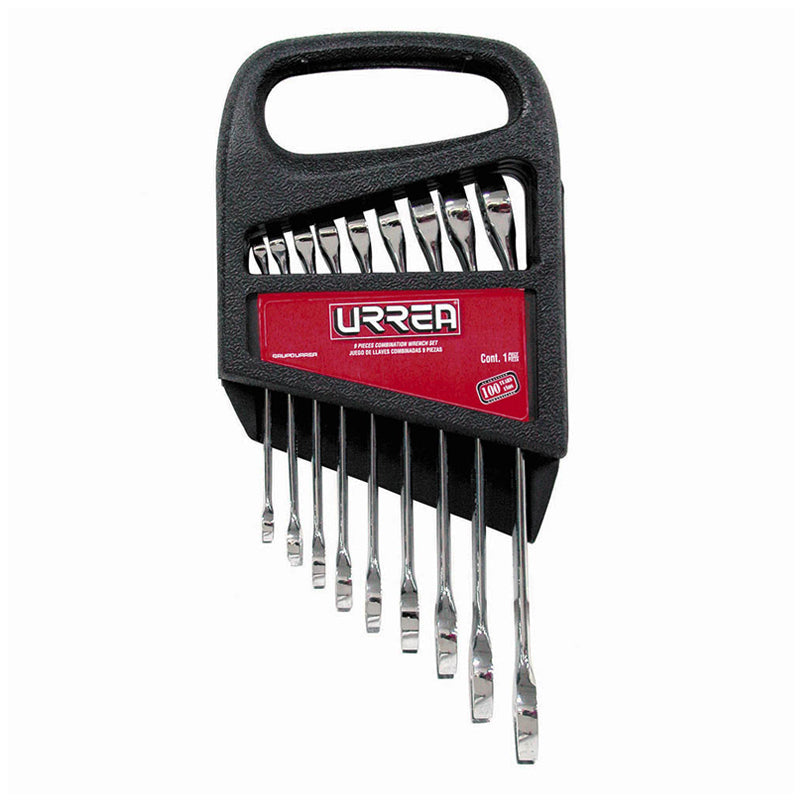 Juego de 9 llaves combinadas pulido espejo 12 puntas, pulgadas, 12009S Urrea