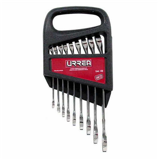 Juego de 9 llaves combinadas pulido espejo 12 puntas, pulgadas, 12009S Urrea