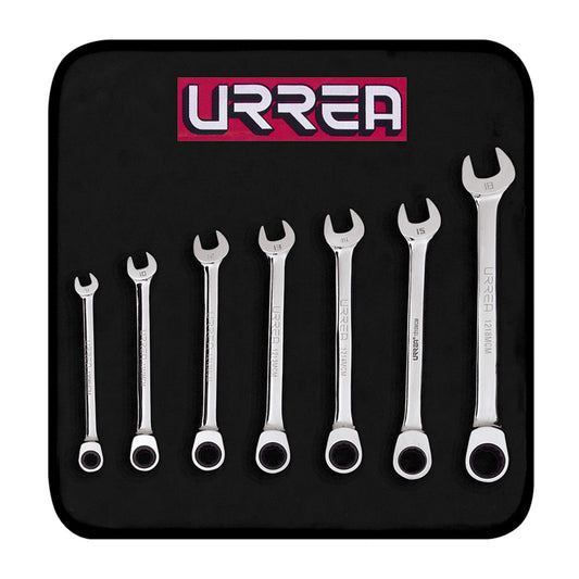 Juego de 7 llaves combinadas de matraca métricas, 1200MCM Urrea