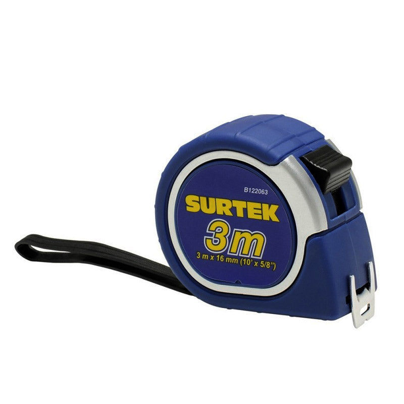 Flexómetro con carcasa soft grip de 3 m x 5/8", B122063 Surtek