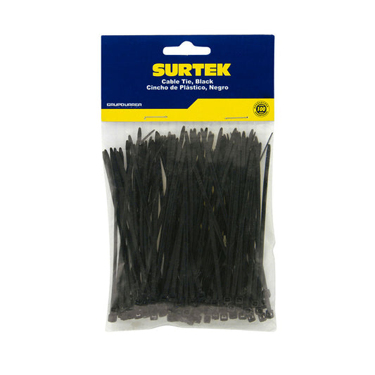 Cincho de plástico negro de 165 x 2.5 mm, 100 piezas, 114203 Surtek