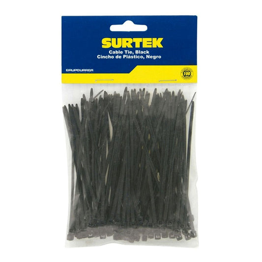 Cincho de plástico negro de 150 x 3.6 mm, 50 piezas, 114205 Surtek