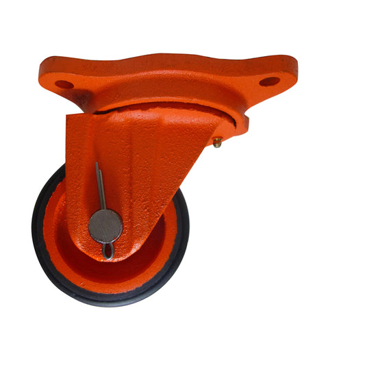 Rueda Giratoria 10" Fierro Vulcanizado Naranja G10 Fv Polivom