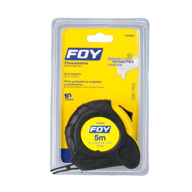 142063 flexometro anti - impacto 5 mt x 3/4" foy - Tool Ferreterías / Ferretodo - Herramientas y material de construcción.