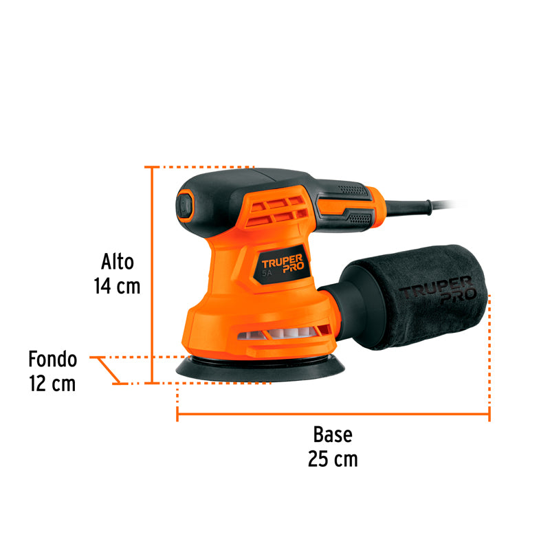 Lijadora roto orbital de 5" de 260 W, 103656 Truper Pro LIRO-5A2