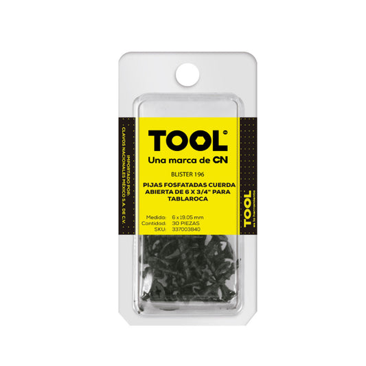 Blíster 196 Pija Para Tablaroca Fosfatada 6 X 3/4" Cuerda Abierta Con 30 Pieza