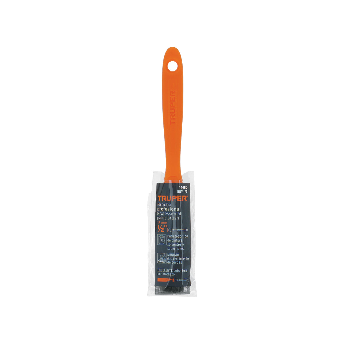 Brocha profesional con mango de plástico de ½”, TRUPER, BTR-1/2, 14480
