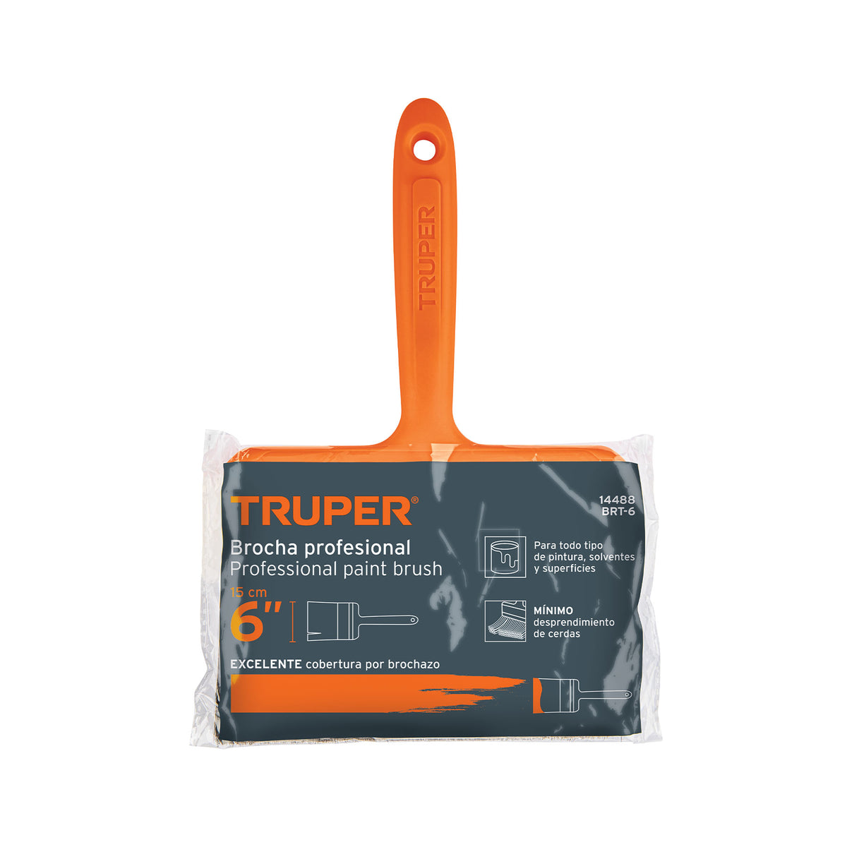 Brocha profesional de 6” con mango de plástico, TRUPER, BTR-6, 14488