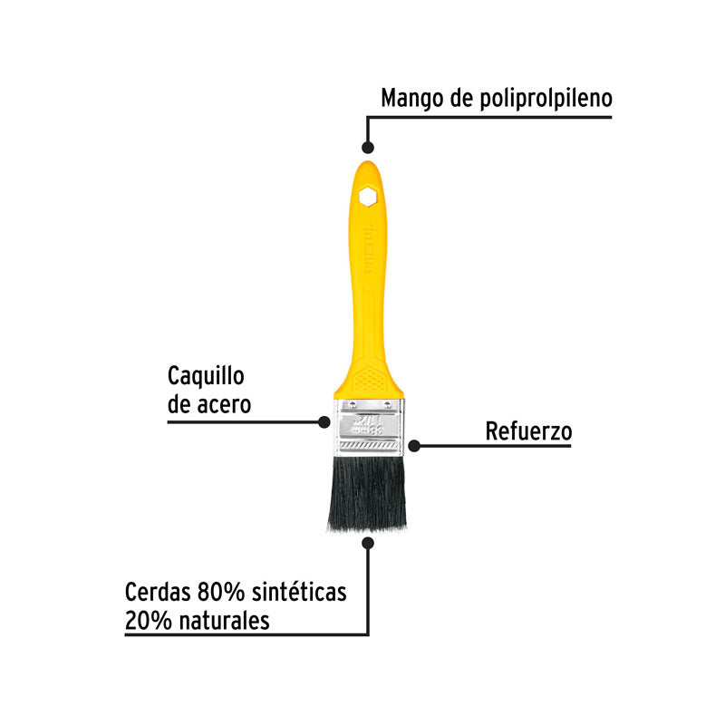 Brocha de uso general de 1 1/2” con mango de plástico, PRETUL, BRP-1-1/2, 21525