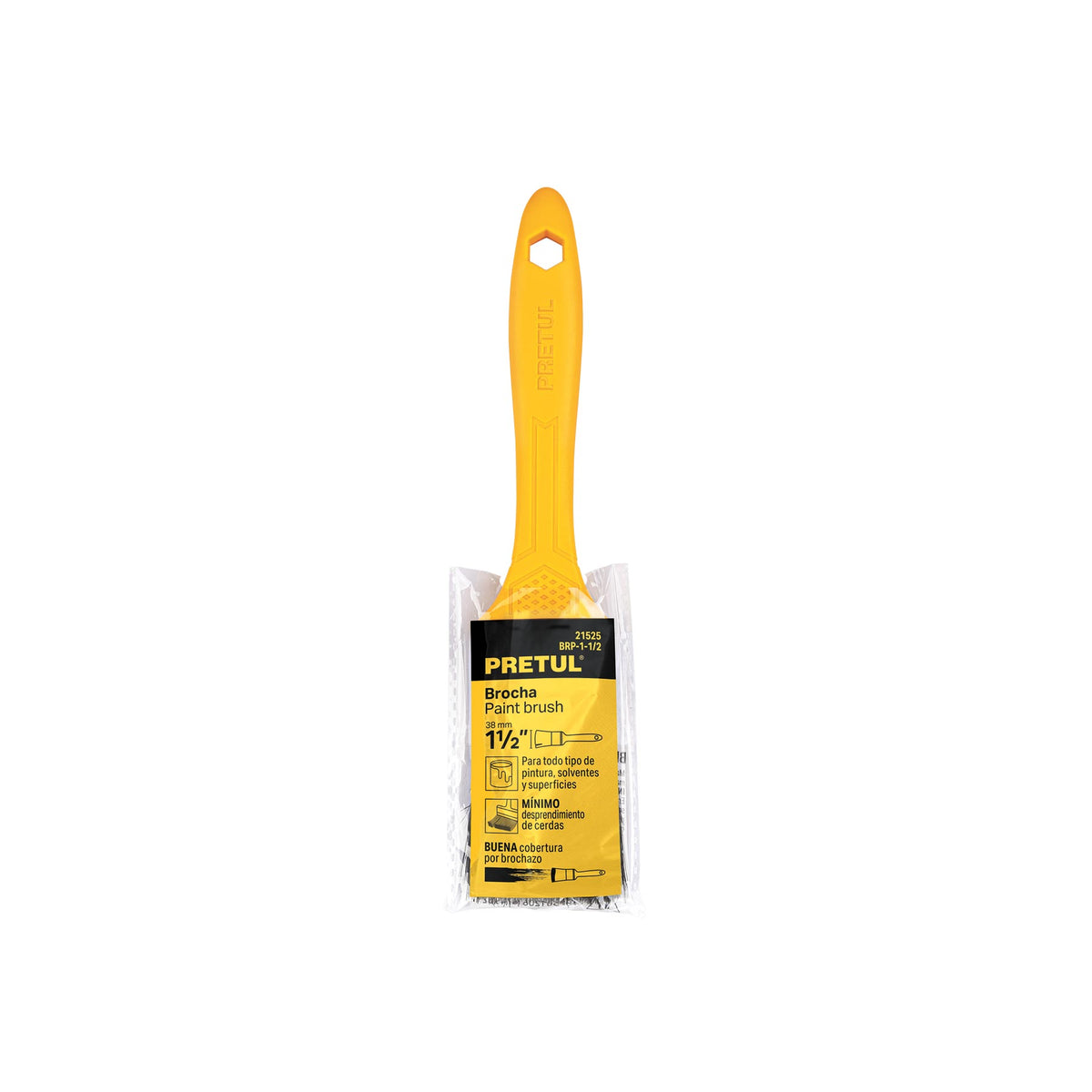 Brocha de uso general de 1.1/2” con mango de plástico, PRETUL, 21525