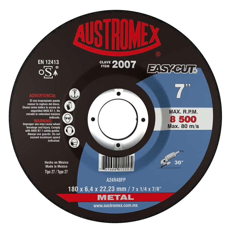 2007 Disco Desbaste 7" X 1/4" X 7/8" Easy-Cut