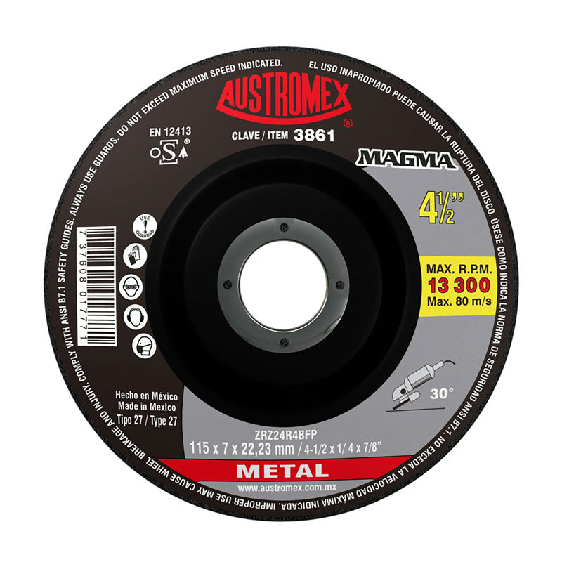 3861 Disco Desbaste 4.1/2" X 1/4" X 7/8" Austromex