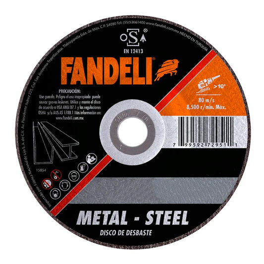 Disco desbaste metal Pro 4.1/2", 72950, Fandeli