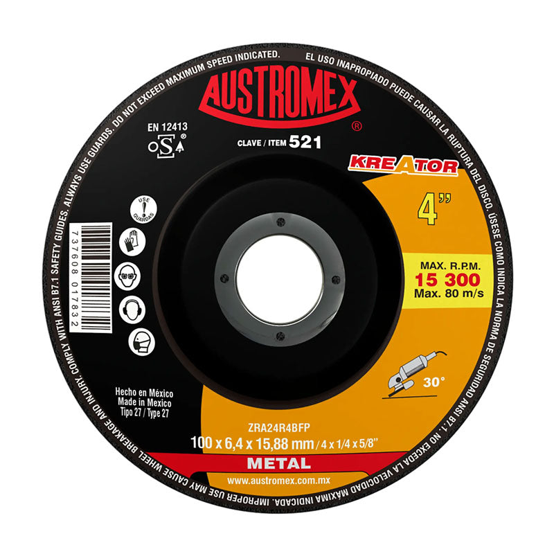 521 Disco Desbaste 4" X 1/4" X 5/8" Austromex