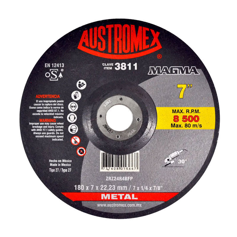 3811 Disco Desbaste 7" X 1/4" X 7/8" Austromex