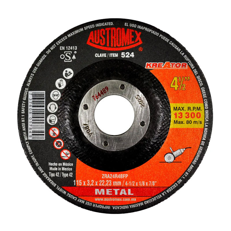 524 Disco Metal C/Cazuela 4.1/2" X 1/8" X 7/8"