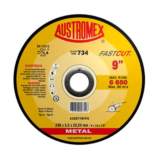 734 Disco Metal Plano 9" X 1/8" X 7/8" Austromex