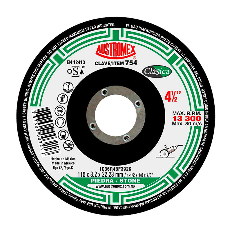 754 Disco Piedra C/Cazuela 4.1/2" X 1/8" X 7/8"