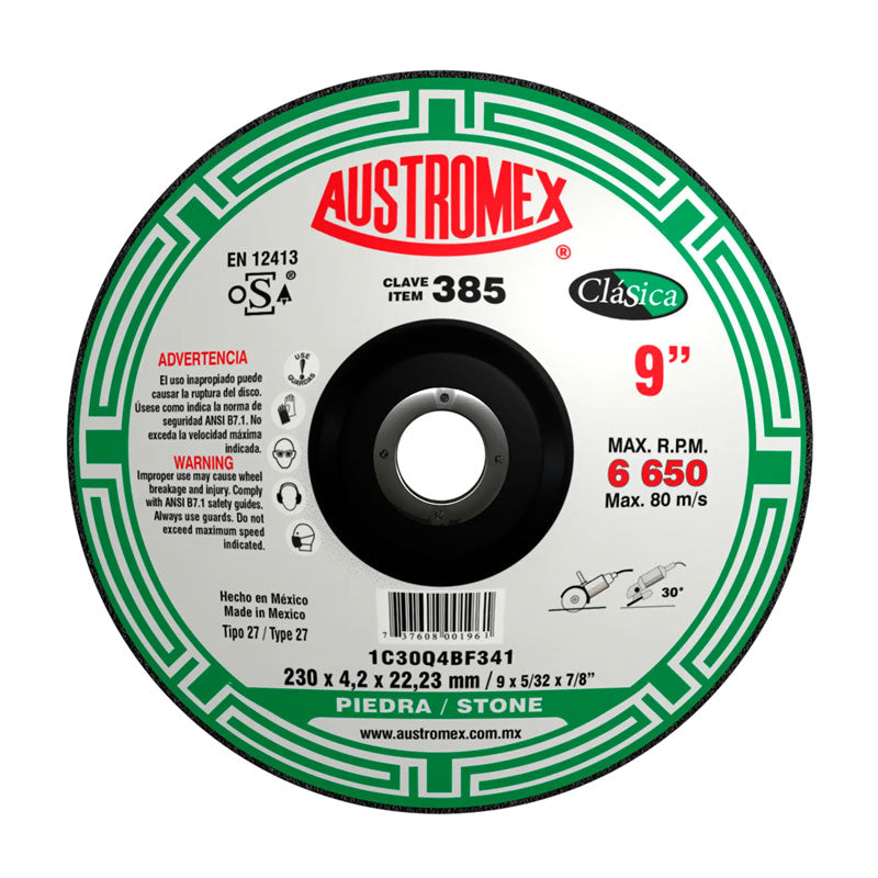 385 Disco Piedra C/Cazuela 9" X 5/32" X 7/8"