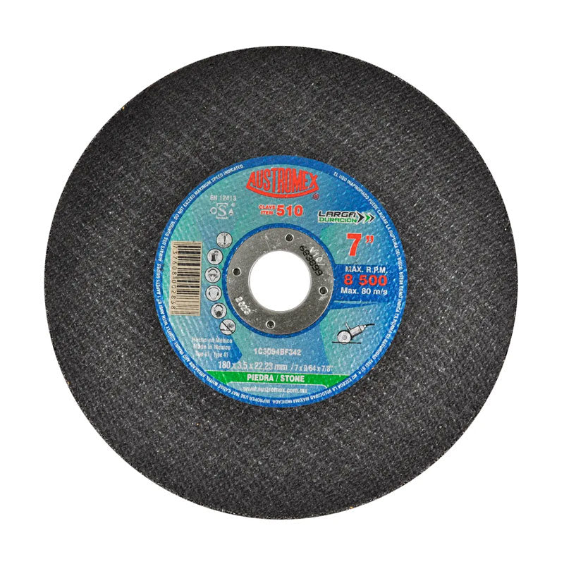 510 Disco Piedra Plano 7" X 9/64" X 7/8" Austromex