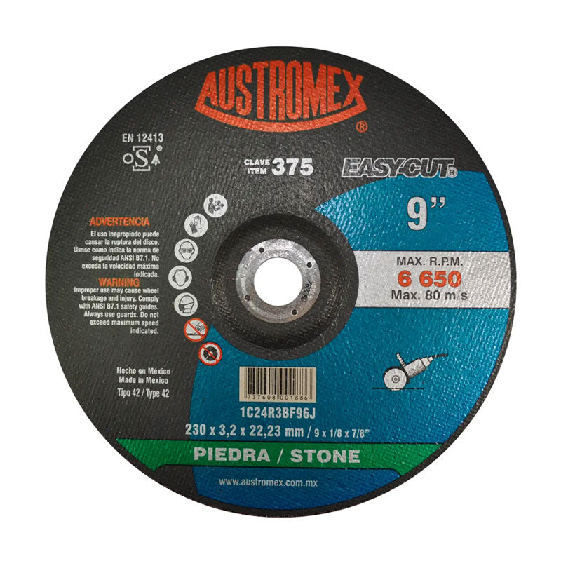 375 Disco Piedra C/Cazuela 9" X 1/8" X 7/8"