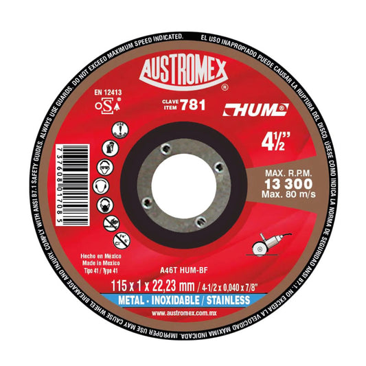 781 Disco Metal/Inox. Plano 4.1/2" X 1 X 22.2 Mm