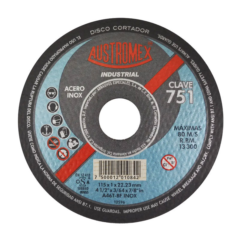751 Disco Acero Inox. Plano 115 X 1 X 22.2 Mm
