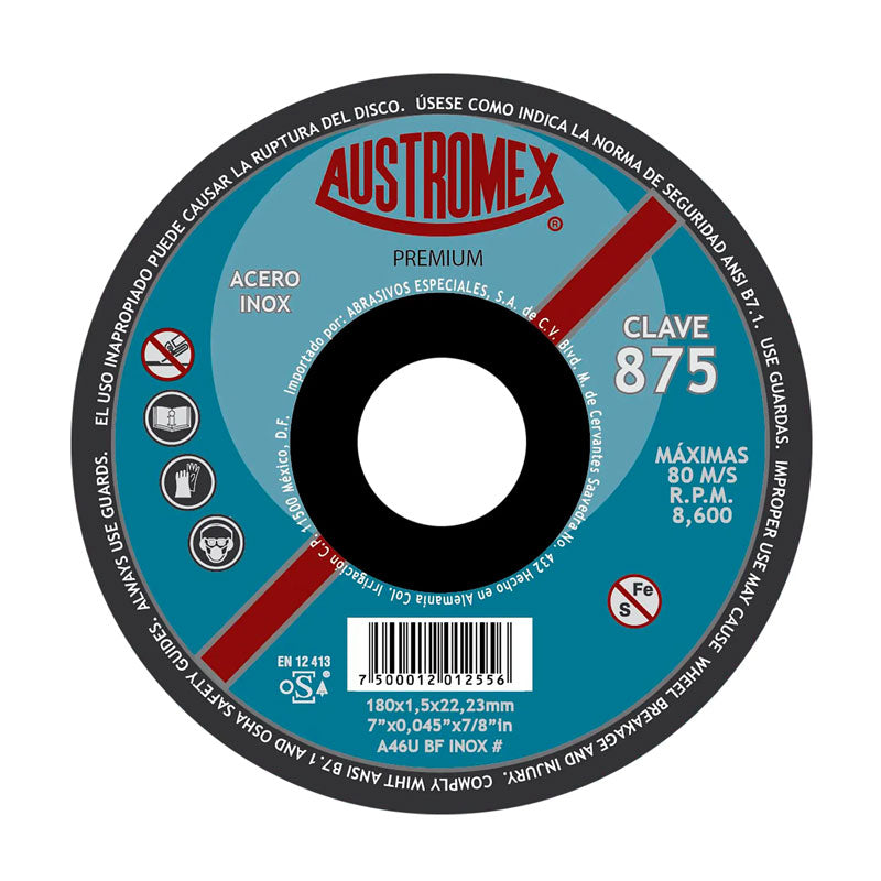 875 Disco Acero Inox. C/Caz. 180 X 1.5 X 22.2 Mm