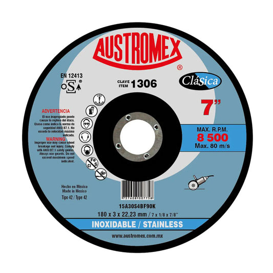 1306 Disco Acero Inox. Cazuela 7" x 1/8" x 7/8"