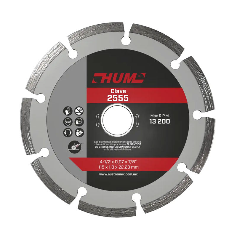 2555 Disco Diamante Segmentado 4.1/2" Uso General