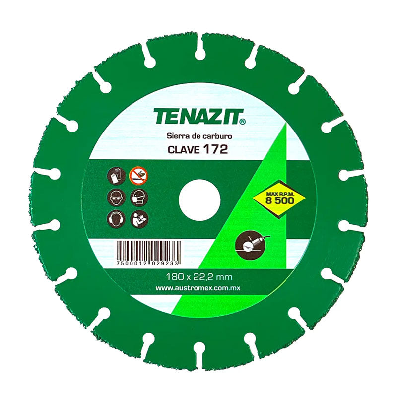 172 Disco Sierra D/Carburo Corte Madera 7" Tenazit