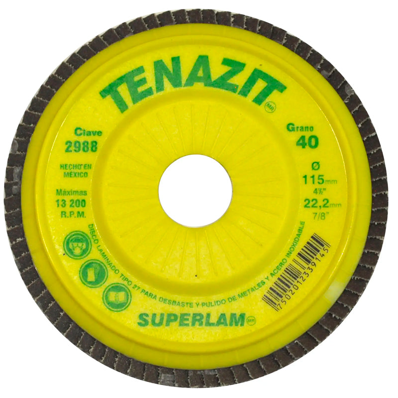 2988 Disco Laminado 4.1/2" X 7/8" G40 Tenazit