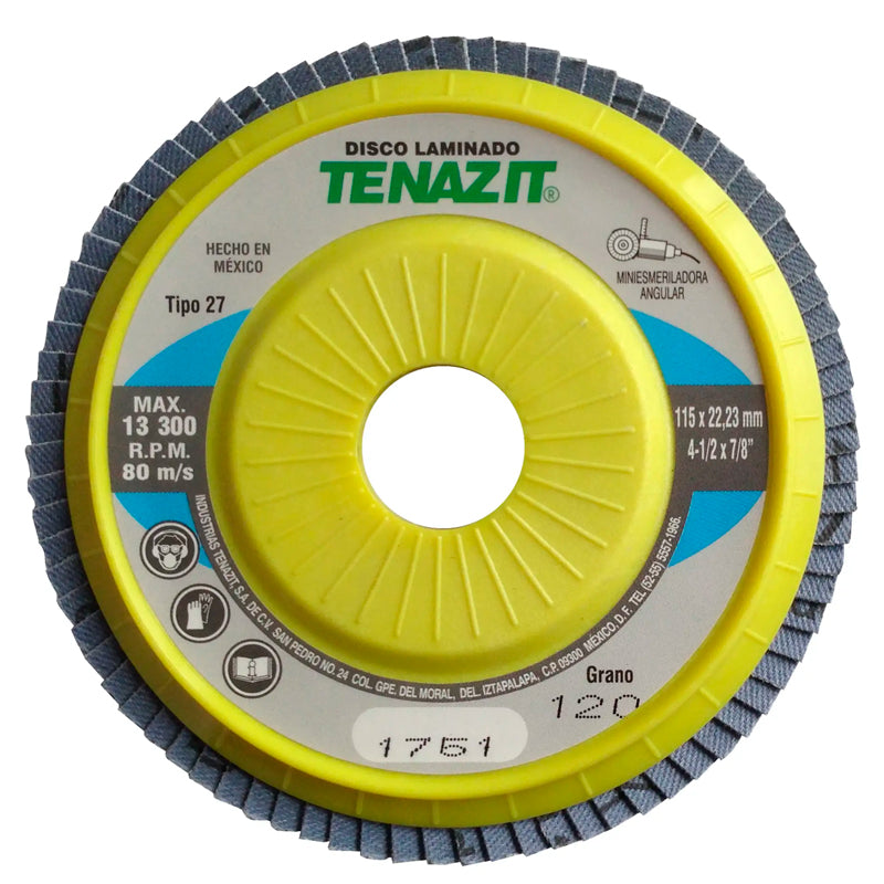 1751 Disco Laminado 4.1/2" X 7/8" G120 Tenazit