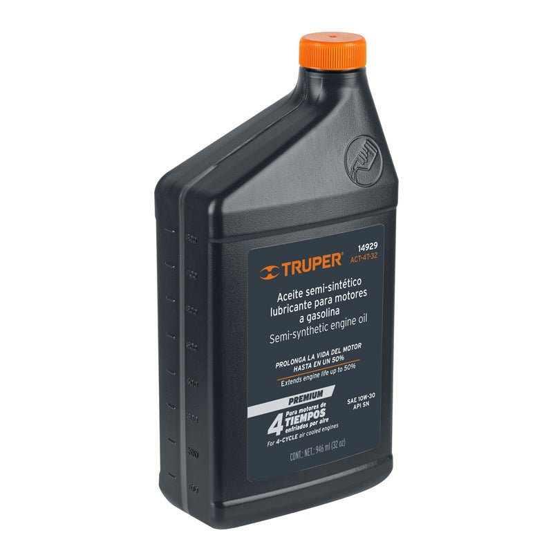 Aceite semi sintético para motor de 4 tiempos de 946 ml, 14929 Truper ACT4T32 - Tool Ferreterías / Ferretodo - Herramientas y material de construcción.
