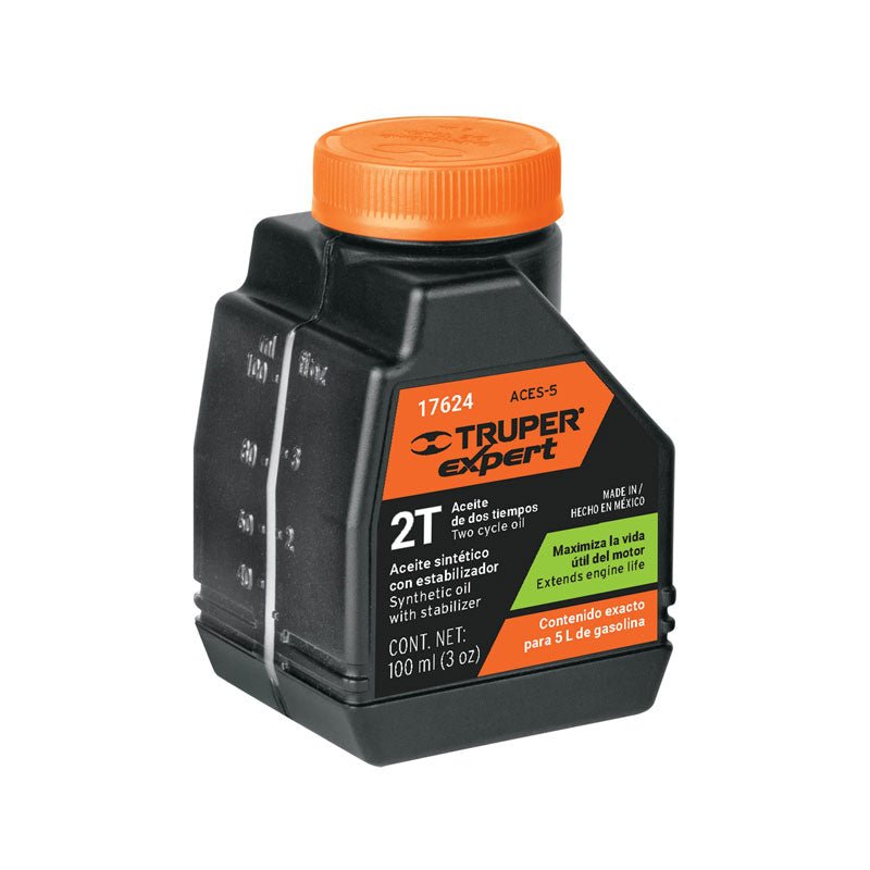 Aceite sintético para motor de 2 tiempos de 100 ml, 17624 Truper ACES5 - Tool Ferreterías / Ferretodo - Herramientas y material de construcción.